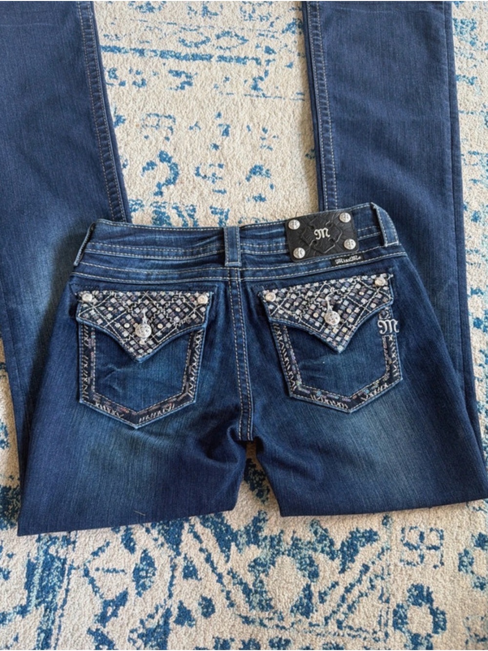 Miss Me Dark Blue Embellished Skinny Jeans